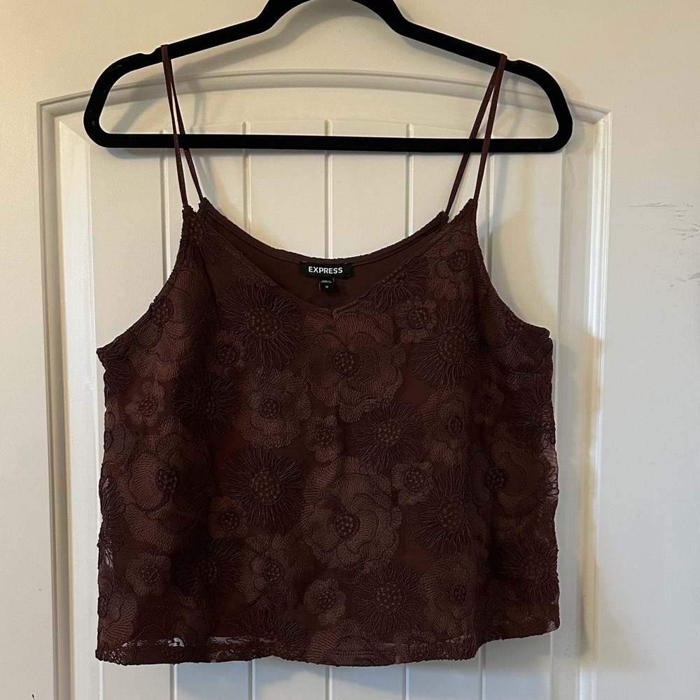 Express Chocolate Floral Lace Camisole